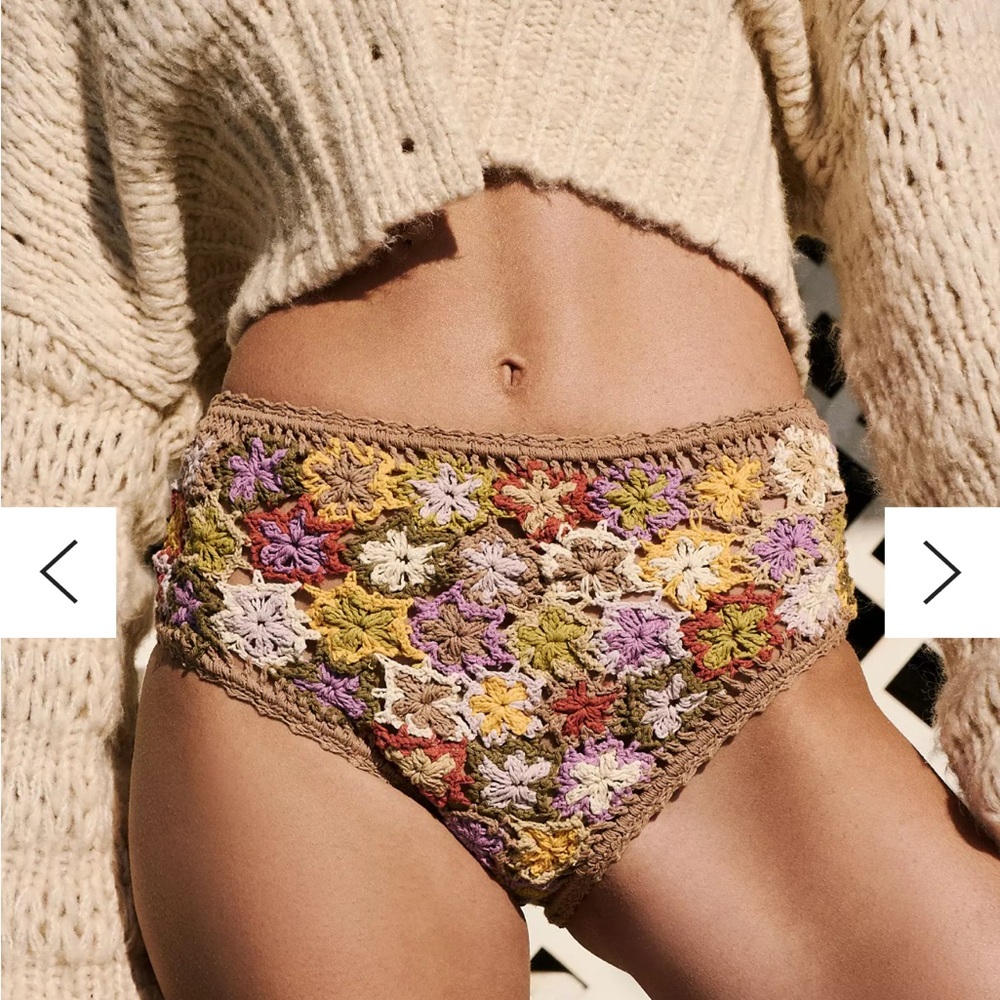 NEW She Made Me Sana Crochet High Waisted Bikini Bottom - S
